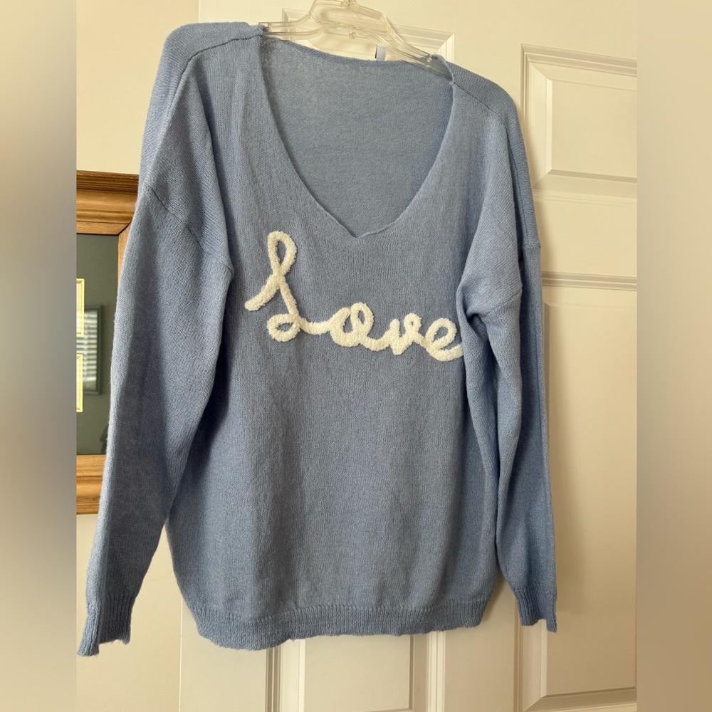 Women's Blue Love Sweater